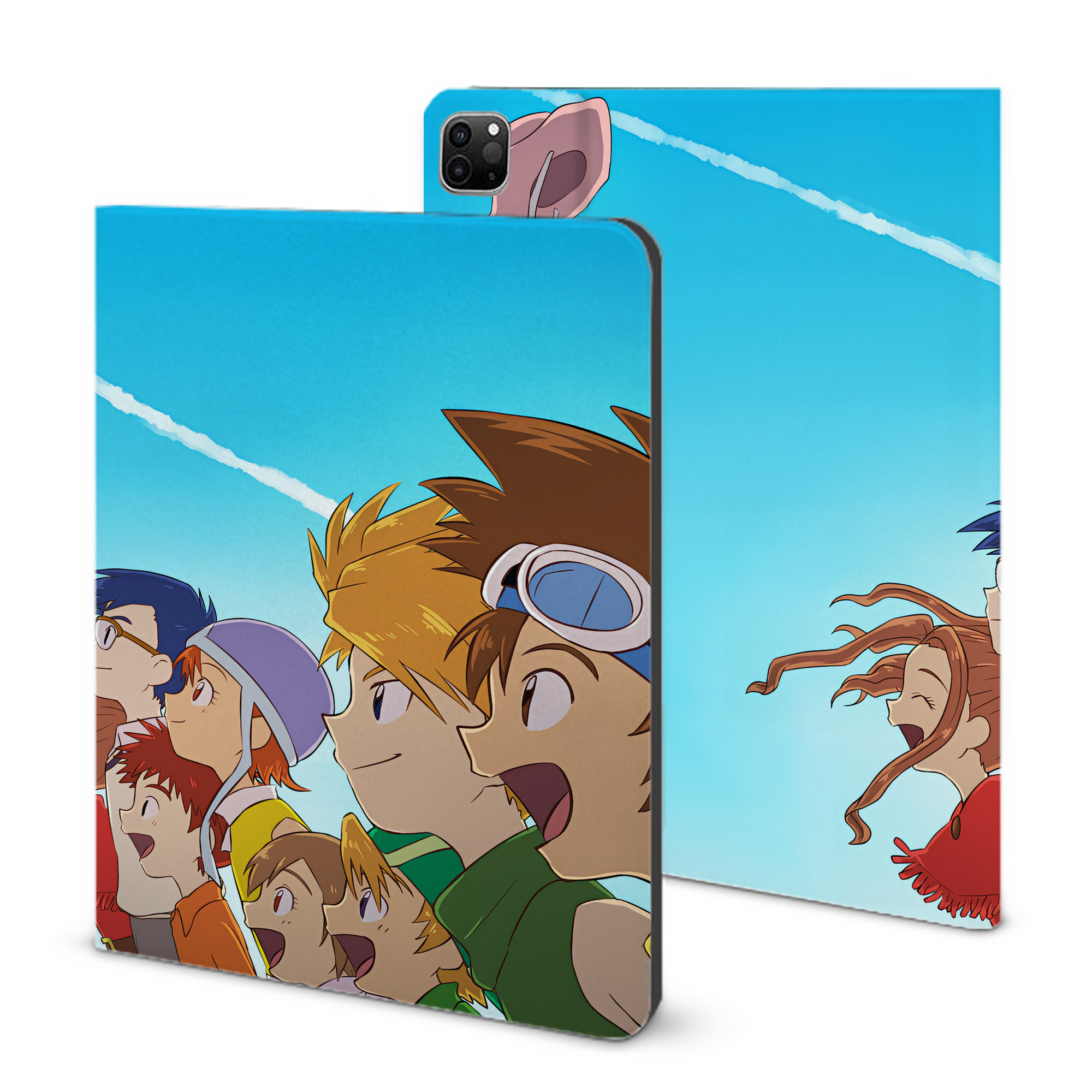（画像用） Digimon デジタルモンスター/デジモン IPad ケース ブック型 PUレザー TPU 耐衝撃 軽量 薄型 ペン収納なし 全面保護 IPad 各モデル対応